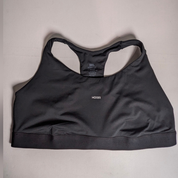 Woxer Boss Flex Black Crop top Sports Bra Logo Print Size 3XL Gym Active Yoga - Picture 3 of 9